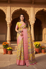 Load image into Gallery viewer, Women's Cotton Silk Floral Printed Saree With Unstitched Blouse 5.5Mtr (Multicolor)