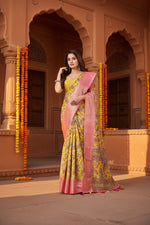 Load image into Gallery viewer, Women's Cotton Silk Floral Printed Saree With Unstitched Blouse 5.5Mtr (Multicolor)