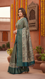 Load image into Gallery viewer, Women's Cotton Silk Printed Saree With Unstitched Blouse 5.5Mtr (Multicolor)