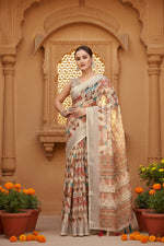 Load image into Gallery viewer, Women's Cotton Silk Printed Saree With Unstitched Blouse 5.5Mtr (Multicolor)
