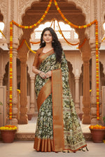 Load image into Gallery viewer, Women's Cotton Silk Floral Printed Saree With Unstitched Blouse 5.5Mtr (Multicolor)