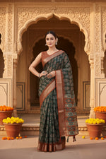 Load image into Gallery viewer, Women's Cotton Silk Printed Saree With Unstitched Blouse 5.5Mtr (Multicolor)