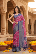 Load image into Gallery viewer, Women's Cotton Silk Printed Saree With Unstitched Blouse 5.5Mtr (Pink)