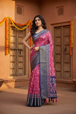 Load image into Gallery viewer, Women's Cotton Silk Printed Saree With Unstitched Blouse 5.5Mtr (Pink)