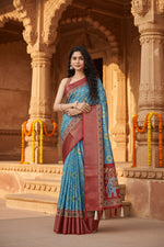 Load image into Gallery viewer, Generic Women's Cotton Silk Printed Saree With Unstitched Blouse 5.5Mtr (Rama)