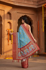 Load image into Gallery viewer, Generic Women's Cotton Silk Printed Saree With Unstitched Blouse 5.5Mtr (Rama)