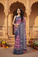 Load image into Gallery viewer, Women's Cotton Silk Printed Saree With Unstitched Blouse 5.5Mtr (Wine)