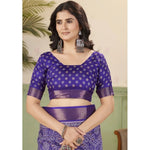 Load image into Gallery viewer, Women's Cotton Silk Floral Printed Saree With Unstitched Blouse 5.5Mtr (Royal Blue)