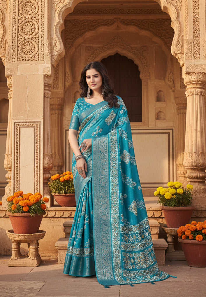 Pid 66679 women s cotton silk printed saree with unstitched blouse 5 5 mtr rama 2 1000x1000