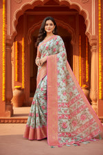 Load image into Gallery viewer, Women's Cotton Silk Floral Printed Saree With Unstitched Blouse 5.5Mtr (Multicolor)