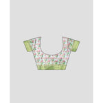 Load image into Gallery viewer, Women's Cotton Blend Floral Printed Saree With Unstitched Blouse 5.5Mtr (Green-White)