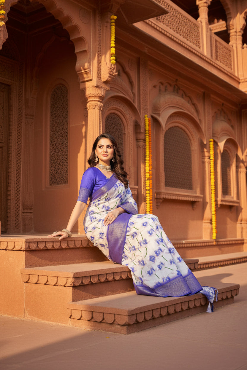 Pid 66699 women s cotton silk floral printed saree with unstitched blouse 5 5 mtr blue 2 1000x1000_86f52d17 8312 4636 8fcf f5d087757132