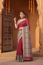 Load image into Gallery viewer, Women's Chanderi Printed Saree With Unstitched Blouse 5.5Mtr (Pink)