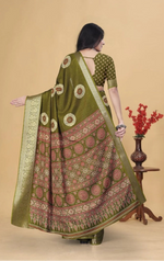 Load image into Gallery viewer, Women's Art Silk Printed Saree With Unstitched Blouse 5.5Mtr (Mehendi)