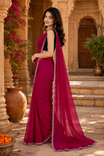Load image into Gallery viewer, Star Georgette Ready To Wear Saree With Unstitched Blouse(Red)