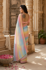 Load image into Gallery viewer, Organza Katdana Handwork Multi Printed Saree(Multi Color)