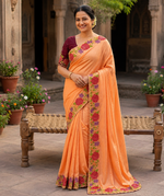 Load image into Gallery viewer, Star Georgette Heavy Work Saree With Unstitched Blouse(Orange)