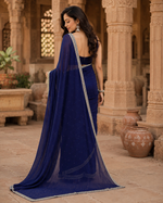 Load image into Gallery viewer, Organza Silk Sequins Work Saree With Unstitched Blouse(Blue)