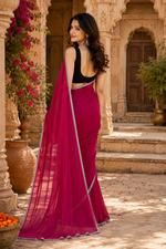 Load image into Gallery viewer, Star Georgette Ready To Wear Saree With Unstitched Blouse(Red)