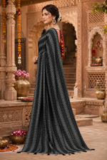 Load image into Gallery viewer, Crepe Silk Printed Sarees With Unstitched Blouse(Black)