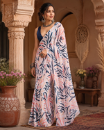 Load image into Gallery viewer, Satin Silk Printed Saree With Unstitched Blouse(Cream)