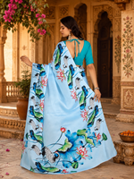 Load image into Gallery viewer, Elegant Georgette Lotus Print Saree With Unstitched Blouse