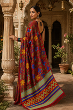 Load image into Gallery viewer, Georgette Printed Saree With Unstitched Blouse(Red)