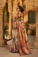 Load image into Gallery viewer, Swiss Satin Silk Digital Printed Saree With Unstitched Blouse(Multicolor)