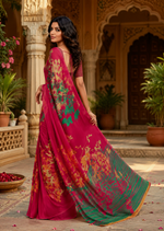 Load image into Gallery viewer, Crepe Silk Party Wear Saree With Unstitched Blouse(Red)