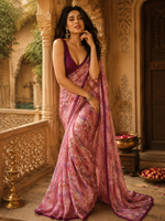 Load image into Gallery viewer, Satin Silk Designer Saree With Unstitched Blouse(Pink)