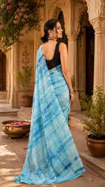 Load image into Gallery viewer, Elegant Georgette Printed Ready To Wear Saree With Unstitched Blouse(Sky Blue)