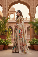 Load image into Gallery viewer, Crepe Silk Digital Printed Sarees With Unstitched Blouse(Cream)