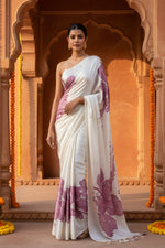 Load image into Gallery viewer, Satin Silk Printed Saree With Unstitched Blouse(Light Pink)