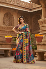 Load image into Gallery viewer, Soft Cotton Digital Printed Saree With Unstitched Blouse(Yellow)