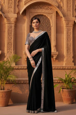 Load image into Gallery viewer, Crepe Silk With Unstitched Blouse(Black)