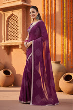 Load image into Gallery viewer, Sequence Georgette Bandhani Printed Saree With Unstitched Blouse(Wine)