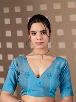 Load image into Gallery viewer, Elegant Soft Satin Georgette Saree With Unstitched Blouse(Blue)