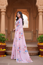 Load image into Gallery viewer, Georgette Printed saree With Unstitched Blouse(Baby Pink)