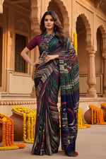 Load image into Gallery viewer, Crepe Silk Party Wear Saree With Unstitched Blouse(Black)