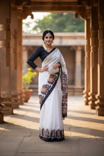 Load image into Gallery viewer, Beautiful Cotton Digital Printed Saree With Unstitched Blouse(White)