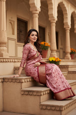 Load image into Gallery viewer, Soft Dola Cotton Kalamkari Printed Saree With Unstitched Blouse(Pink)
