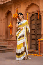 Load image into Gallery viewer, Designer Georgette Printed Saree With Unstitched Blouse(Yellow)