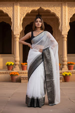 Load image into Gallery viewer, Soft Organza Saree With Unstitched Blouse(Black)