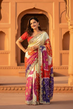 Load image into Gallery viewer, Designer Georgette Bandhani Printed Saree With Unstitched Blouse(Multicolor)