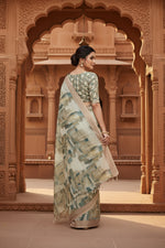 Load image into Gallery viewer, Cotton Digital Printed Saree With Unstitched Blouse(Jungle Green)