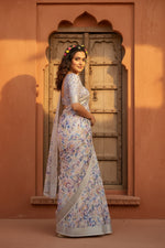 Load image into Gallery viewer, Cotton Digital Printed Saree With Unstitched Blouse(White)