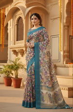 Load image into Gallery viewer, Cotton Digital Printed Saree With Unstitched Blouse(Morpich)