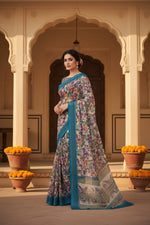 Load image into Gallery viewer, Cotton Digital Printed Saree With Unstitched Blouse(Morpich)