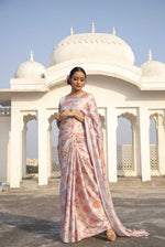 Load image into Gallery viewer, Designer Satin Silk Saree With Unstitched Blouse(Salmon)