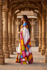 Load image into Gallery viewer, Mulmul Cotton Printed Saree With Unstitched Blouse(Wine)